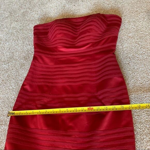 Evenings By Mon Cheri red mermaid strapless evening prom grad bridesmaid gown🔥 - Picture 16 of 16